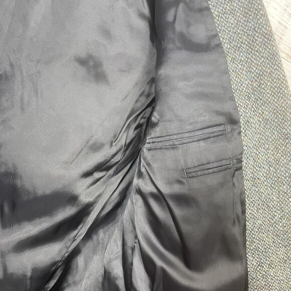 Harris Tweed Herringbone Wool Sport Coat Blazer Jacket Gray Blue 2 Button 44L - Picture 12 of 16